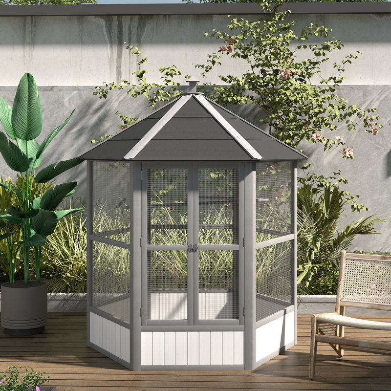 Tucker Murphy Pet™ Large Wooden Hexagonal Outdoor Aviary Flight